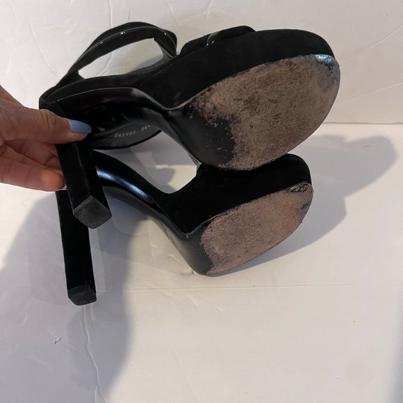 $895 GUCCI T-STRAP SUEDE PLATFORM ANKLE STRAP SANDAL HIGH HEELS SZ 36.5 IT / 6.5 - Picture 9 of 9